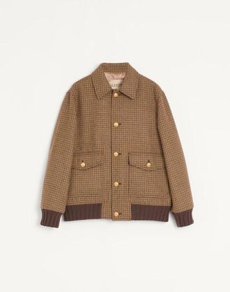 Valentino Valentino Wool Bomber Jacket With Houndstooth Pattern