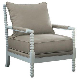 Best Master Furniture Best Master West Palm Solid Wood Living Room Accent Chair in Beige/White