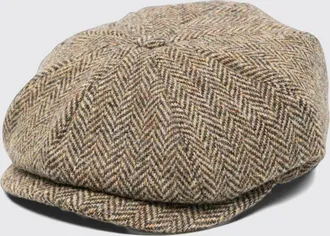 Emporio Armani Chevron Virgin Wool Flat Cap with a Structured Visor