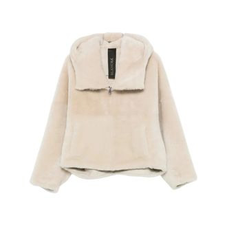 BLANCHA Hooded Shearling Jacket - female - Blancha - Faux Fur & Shearling Jackets - Beige - XS - Jackets