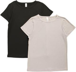 Yogalicious Cationic Bare Essence 2-Pack Jersey T-Shirts in Heather Grey/Black at Nordstrom Rack, Size X-Small