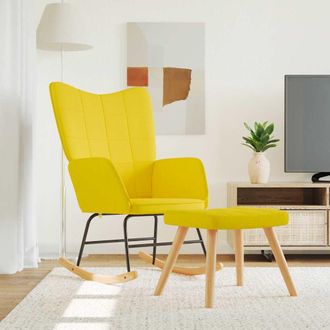 vidaXL Silla Mecedora Con Reposapi&eacute;s Tela Amarillo Mostaza Vidaxl