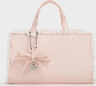 Charles & Keith Raina Lace-Trim Tote Bag