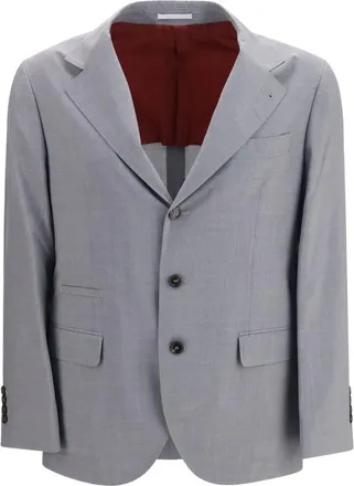 Brunello Cucinelli Grey Notched Lapel Blazer