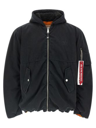Purple Multicolor Cotton Mens Bomber
