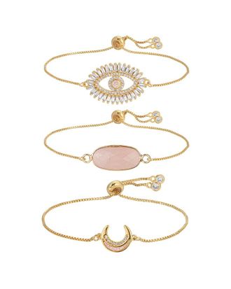 Eyecandy LA Jules CZ 3pc Bolo Bracelet Set