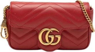 Gucci Pre-owned Cross Body Bags, female, Red, Size: ONE SIZE Pre-owned Leather Crossbody Bag