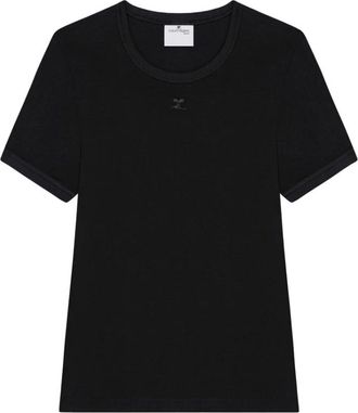 Courr&egrave;ges Black Crew Neck T-shirt