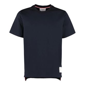 Thom Browne T-Shirts, male, Blue, S, Jersey Relaxed Side Slit Tee