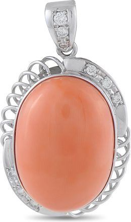 Luxury Bazaar Platinum 0.35ct Diamond and Coral Pendant MF34-101525