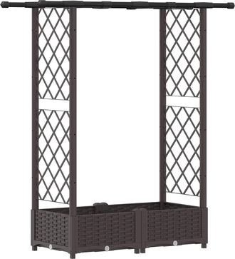 vidaXL Cama Elevada Con Trellis Y Techo Marr&oacute;n 122,5 X 40 X 121 Cm Pp Vidaxl
