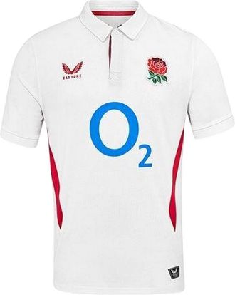 Castore Unisex Volwassen 2025 Engeland Rugby Klassieke Rugby Shirt (Wit/Rood)