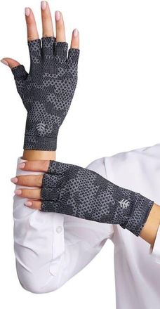 Coolibar Ouray Fingerless UV Sun Gloves, UPF 50+ Sun Protection in Charcoal Coolibar Camo at Nordstrom, Size X-Small