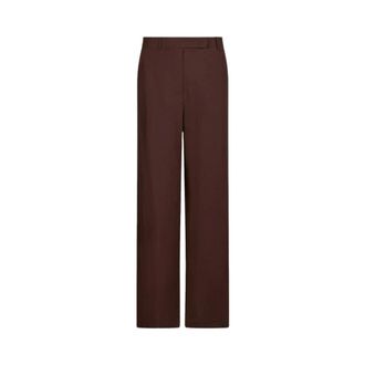 Liu Jo Broeken, Dames, Bruin, XS, Leer, Broek met wijde pijpen en plooien