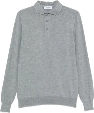 Gran Sasso Polo Shirt met Lange Mouwen en Knoopjes - Heren - Polos - Grijs - M - Wol - Tops