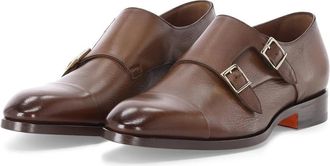 Santoni Monkstrap - Heren - Nette schoenen - Bruin - 46 EU - Leer - Schoenen