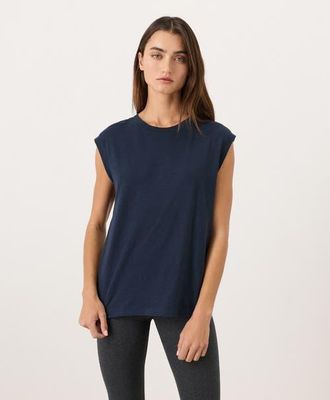 Pact Organic Cotton Featherweight Slub Relaxed Muscle Tee in Navy at Nordstrom, Size Xx-Large