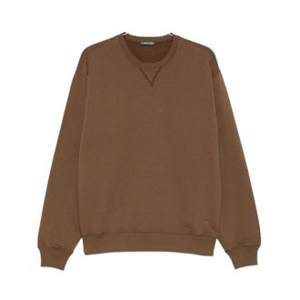 Tom Ford Sweatshirts, male, Brown, Size: XL Logo-Embroidered Cotton-Jersey Sweatshirt
