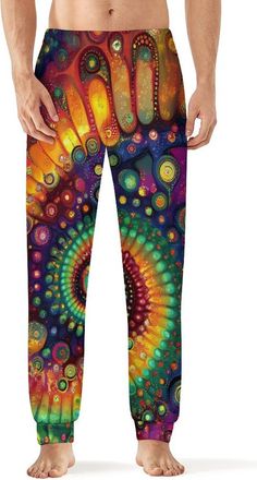 Generic Tie Dye Spiral Print Pajama Pants for Men Print Lounge Pjs Bottom Lightweight Sleep Pants 5XL