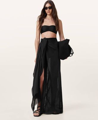 AllSaints Polyester Court Strapless Bikini Top, Size: S