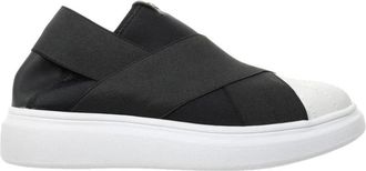 Fessura Zwarte Stoffen Sneakers Elastische Banden Su&egrave;de Details - Dames - Sneakers - Zwart - 39 EU - Su&egrave;de - Schoenen