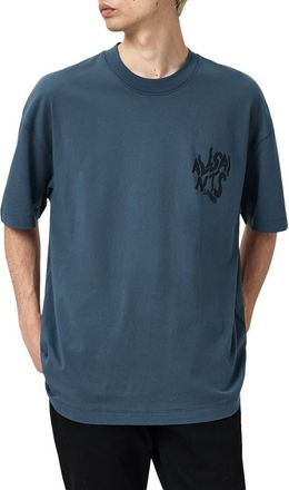 AllSaints Orlando Logo Oversize Graphic T-Shirt in Sunil Blue at Nordstrom, Size Xx-Large