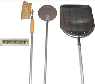 Far kit set pale pizze pizza forno a legna pala Q.+18+ spazzola p.+ supporto a muro