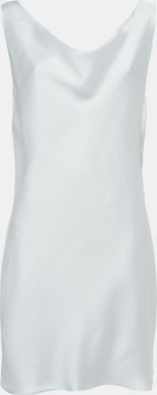 Norma Kamali White Satin Cowl Neck Mini Dress