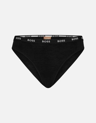 HUGO BOSS Womens Logo Waistband Brief, Black - Size: 16