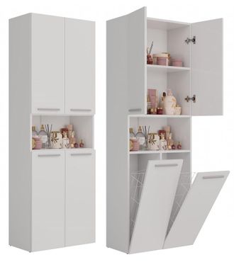 OEM Mueble De Ba&ntilde;o, Estante, Columna - Blanco Mate - Almacenamiento Y Organizaci&oacute;n Con Cestas