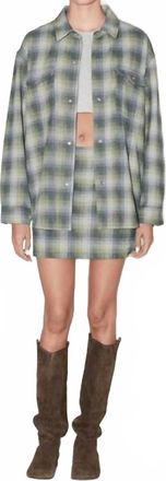 LE JEAN Mimi Overshirt In Olive Plaid