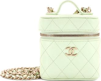 Chanel Handle with Care Vanity Case with Chain Quilted Caviar crossbody bag - Groen