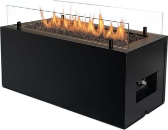Planika Braciere a gas da esterno Planika Rio, calore 7-10 kW - Braciere rettangolare a propano - Stufa da patio e giardino con copertura