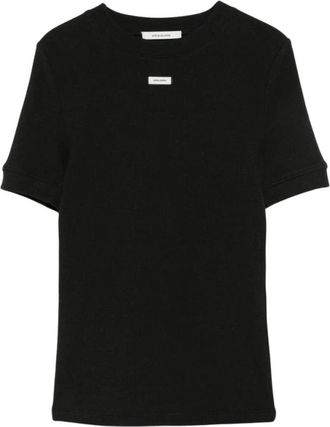 Entire studios Ribbed Logo T-shirt - Dames - T-shirts - Zwart - M - Katoen - Tops