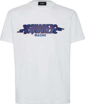 Dsquared2 Macho T-Shirt - Heren - T-shirts - Wit - L - Katoen - Tops