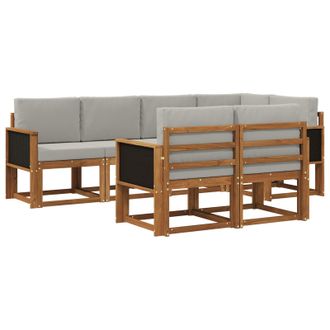 vidaXL Conjunto De Sof&aacute;s De Exterior 7 Pcs Natural Y Gris Claro Vidaxl