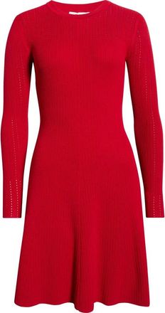 Madewell Tina Pointelle Sweater Minidress in Crimson at Nordstrom, Size Xx-Large