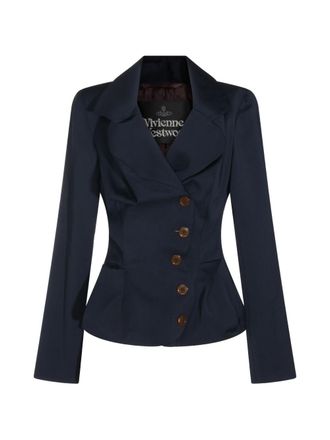 Vivienne Westwood Tailored Blue Jacket with Structured Shoulders and Peplum Hem