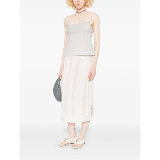 Low Classic Strip Tank Top - White