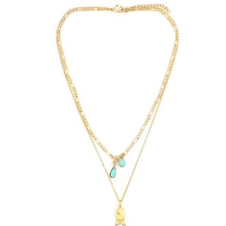 Panacea Layered Fish Pendant Necklace in Green at Nordstrom