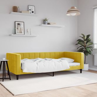 vidaXL Sof&aacute; Cama Sin Colch&oacute;n Terciopelo Amarillo 90x200 Cm Vidaxl