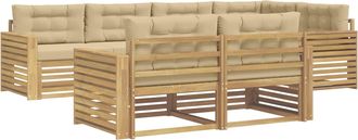 vidaXL Conjunto De Sof&aacute;s De Exterior 7 Uds. Y Beige Poli&eacute;ster Vidaxl