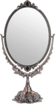OEM Espejo De Maquillaje Ovalado De Doble Cara De Estilo Vintage Con Giro De 360 Grados Y Base De Terciopelo Para Tocador