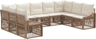 vidaXL Conjunto De Sof&aacute;s De Jard&iacute;n 9 Uds. Beige Rat&aacute;n Sint&eacute;tico Vidaxl