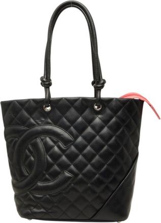 Chanel Black Pink Leather Handbag Tote Bag (Pre-Owned)