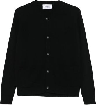 Alpha Studio long-sleeved buttoned cardigan - Black