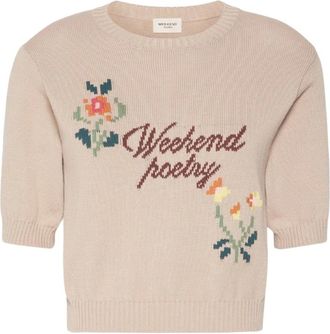 Max Mara Fiacre Katoenen Pullover - Dames - Ronde hals truien - Beige - L - Katoen - Truien & Vesten