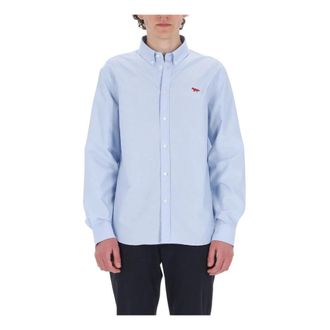 Maison Kitsun&eacute; Formal Shirts - Heren - Casual Overhemden - Blauw - M - Katoen - Overhemden
