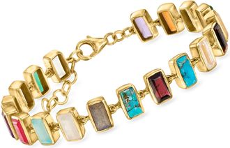 Ross-Simons Multi-Gemstone Bracelet in 18kt Gold Over Sterling