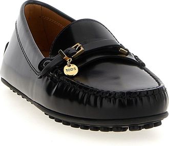 Tod's Womens Black Calfskin Slip-On Loafers